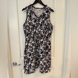 Briggs linen blend floral sleeveless knee length dress